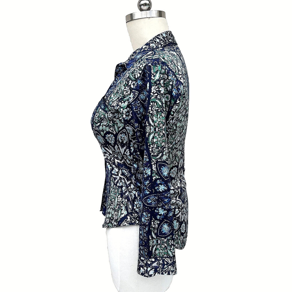 Victoria's Secret - Blue Green White Satin Button Up Sleep Pajama Shirt M - Picture 3 of 14